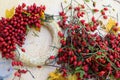 Making decoration from rose hips