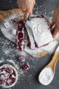 making of delicious fruit flavored homemade Turkish delight Royalty Free Stock Photo