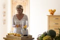 Making a delicious fruit smoothie Royalty Free Stock Photo