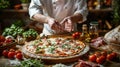 The Making of Delicious Pizza.AI generated image Royalty Free Stock Photo