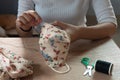 Making DIY masks at home sewing fabric mask
