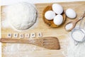 making dough for bread or homemade baked goods. ingredients on the desk Royalty Free Stock Photo