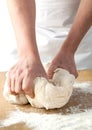 Making dough by male hands Royalty Free Stock Photo