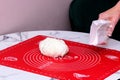 making dough for transparent Chinese dumplings at home, dough and ands 15 Royalty Free Stock Photo