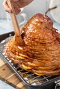 Making Easter or Christmas ham with honey orange glaze