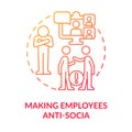 Making employees anti social red gradient concept icon