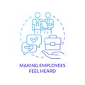 Making employees feel heard blue gradient concept icon