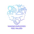 Making employees feel valued blue gradient concept icon