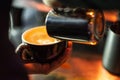 Making espresso coffee close up detail with modern machine Royalty Free Stock Photo