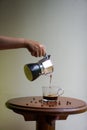 Making espresso using italian traditional coffee maker