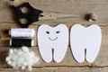 Making a felt tooth fairy. Step. Guide. On one side embroidered with black thread and beads eyes and mouth. Crafts supplies