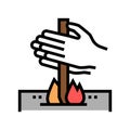 making fire by friction color icon vector illustration