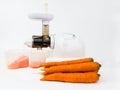 Making fresh carot juice Royalty Free Stock Photo