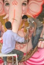 Making the Ganesha idol for Hindu festival