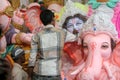 Making the Ganesha idol for Hindu festival
