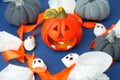 Making ghosts from paper napkins to Halloween home party. Decor of room. Children`s art project. DIY concept. Simple creative ide