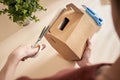 Making a gift box. DIY concept. Step-by-step photo instruction