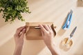 Making a gift box. DIY concept. Step-by-step photo instruction Royalty Free Stock Photo