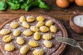 Making gnocchi, traditional Italian pasta food made of potatoes and flour.