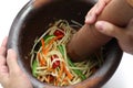 Making of green papaya salad