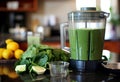 Making green smoothie with lemon. Generate ai Royalty Free Stock Photo