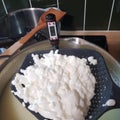 Making halumi cheese and ricotta with your own hands. Step-by-step photos of the process. Removing the cheese grain with