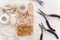 Making of handmade jewelry. bead making accessories Royalty Free Stock Photo