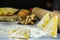 Making home made ravioli with porcini mushrooms