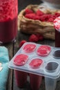 Making homemade summer fruit lolly pops Royalty Free Stock Photo