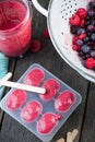 Making homemade summer fruit lolly pops Royalty Free Stock Photo