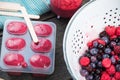 Making homemade summer fruit lolly pops Royalty Free Stock Photo