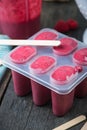 Making homemade summer fruit lolly pops Royalty Free Stock Photo