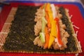 Making Homemade Sushi Roll