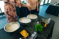 Making ice cream with liquid nitrogen, professional cooking