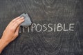 Making the impossible possible concept on blackboard background Royalty Free Stock Photo