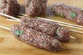 Making kofta bbq skewers