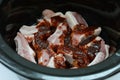 Making korean pork ribs in the slow cooker Royalty Free Stock Photo