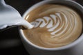 Making latte Art on a Cappucinno