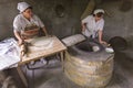 Making lavash bread in Armenia Royalty Free Stock Photo