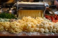 Making linguine in pasta machine