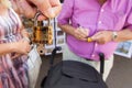 Making a love lock for pont des arts paris Royalty Free Stock Photo