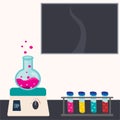 Lab bench experiment vector background