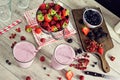 Making Mixed Berry Yogurt Smoothies