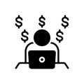Black solid icon for Making Money, laptop and currency Royalty Free Stock Photo