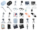 Making a movie cartoon,black icons in set collection for design. Attributes and Equipment vector symbol stock web