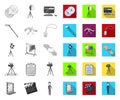 Making a movie mono,flat icons in set collection for design. Attributes and Equipment vector symbol stock web