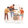 Making music in garage isolated cartoon vector illustration. Royalty Free Stock Photo
