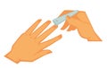 Manicure making yourself cleaning with scissors equipment or nail file vector