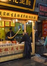 Two men Making noodles for sale in Xian, China Royalty Free Stock Photo