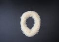 Making the O capital letter by formed rice seeds